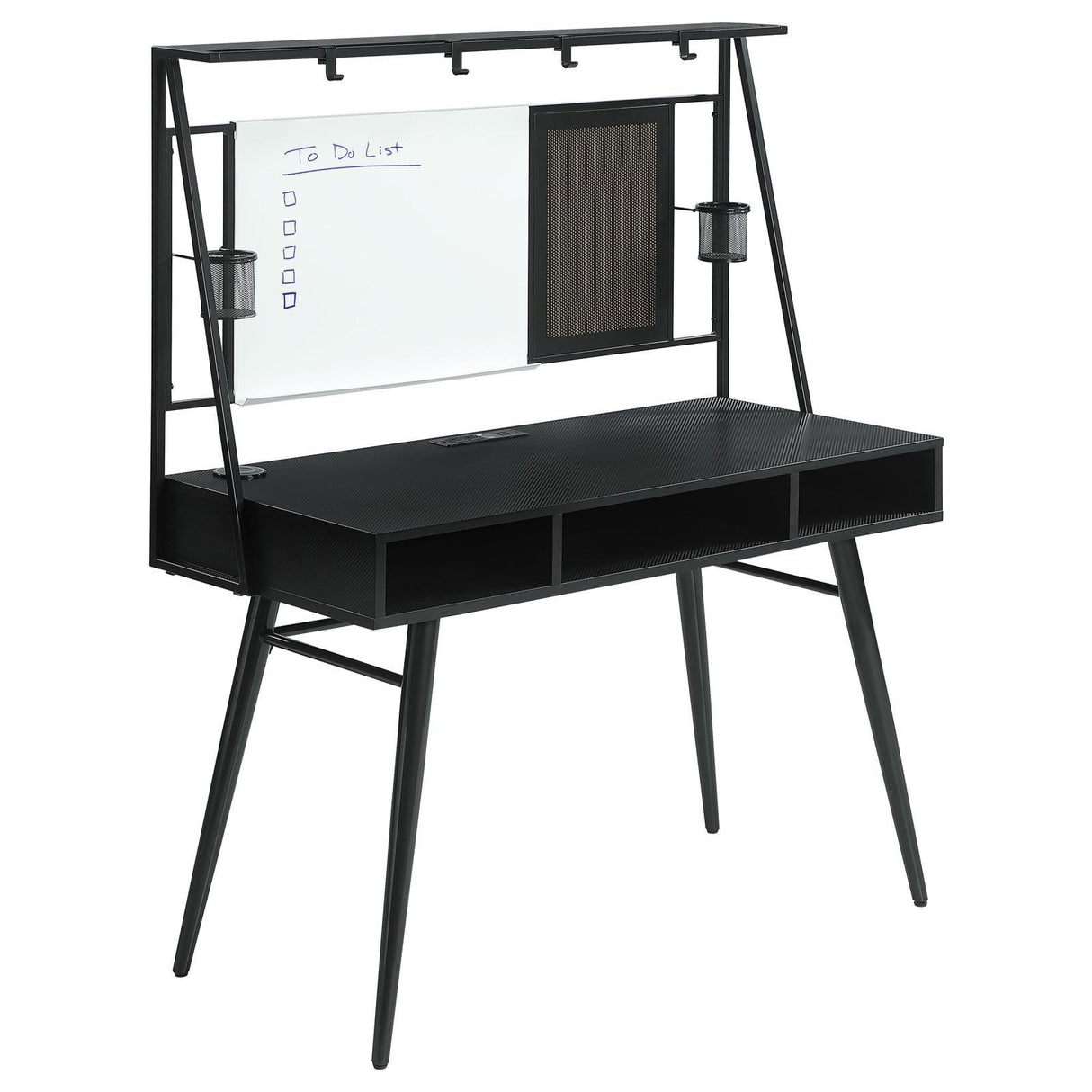 Jessie Black/Gunmetal Writing Desk with USB Ports by Coaster at Eve Furniture