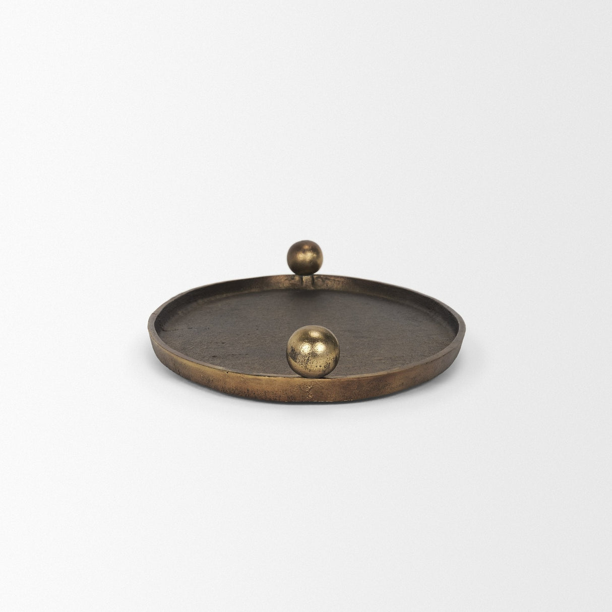 Jianna Large Oval Textured Antiqued Gold Metal Tray with Handles by Mercana at Eve Furniture