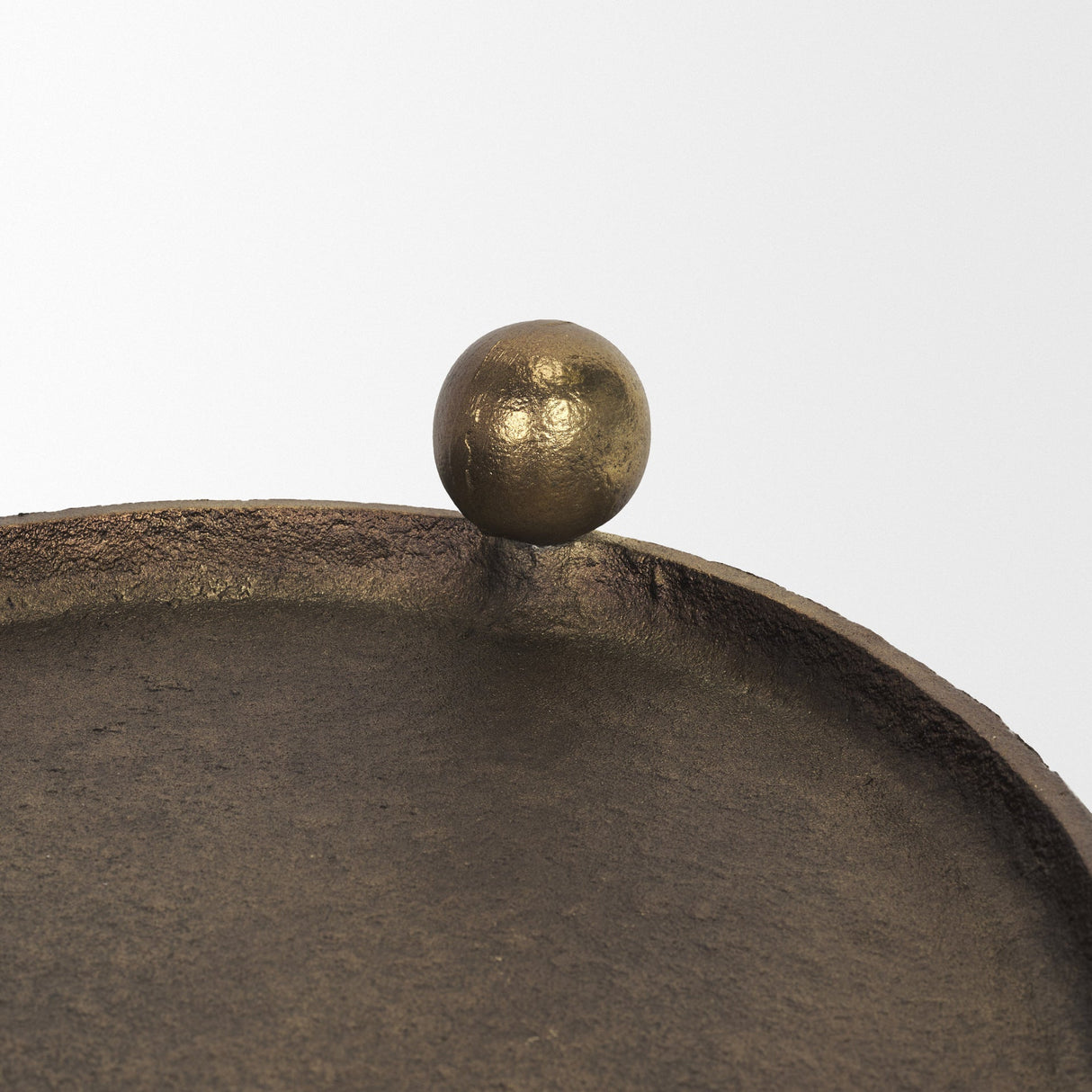 Jianna Large Oval Textured Antiqued Gold Metal Tray with Handles by Mercana at Eve Furniture