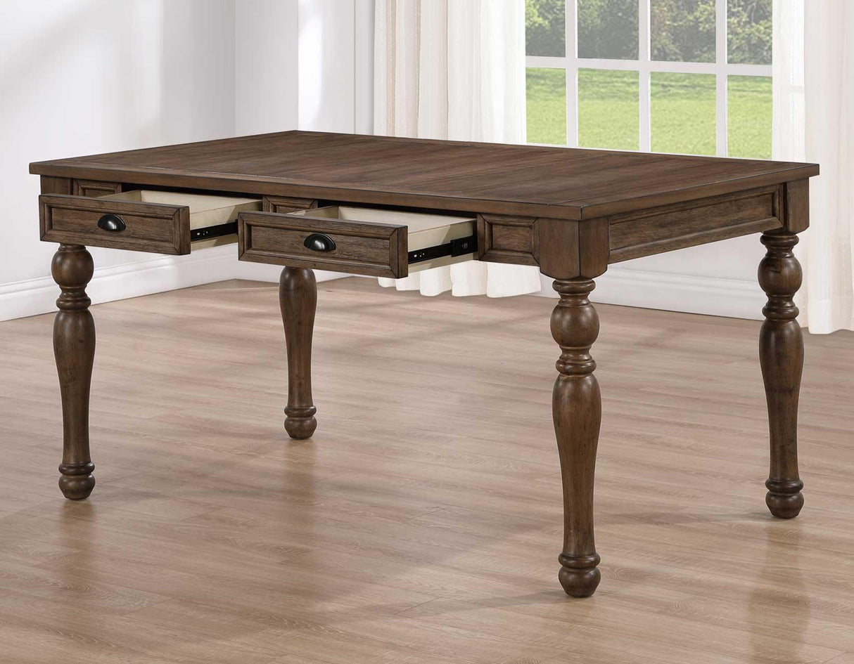 Joanna 59.5″ 4-Drawer Dining Table, Brown by Steve Silver at Eve Furniture