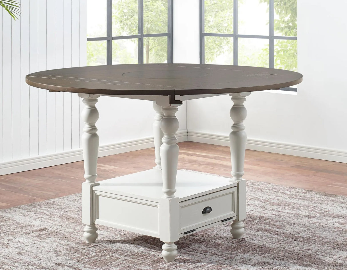 Joanna Ivory/Mocha Counter Height Dining Set with Lazy Susan by Steve Silver at Eve Furniture