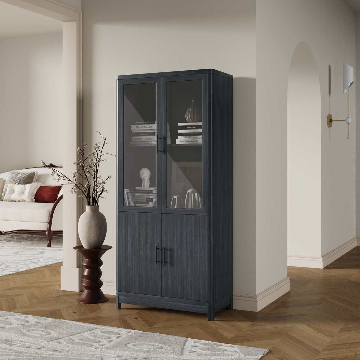 Jodie Bookcase in Charcoal Grey by Manhattan Comfort at Eve Furniture
