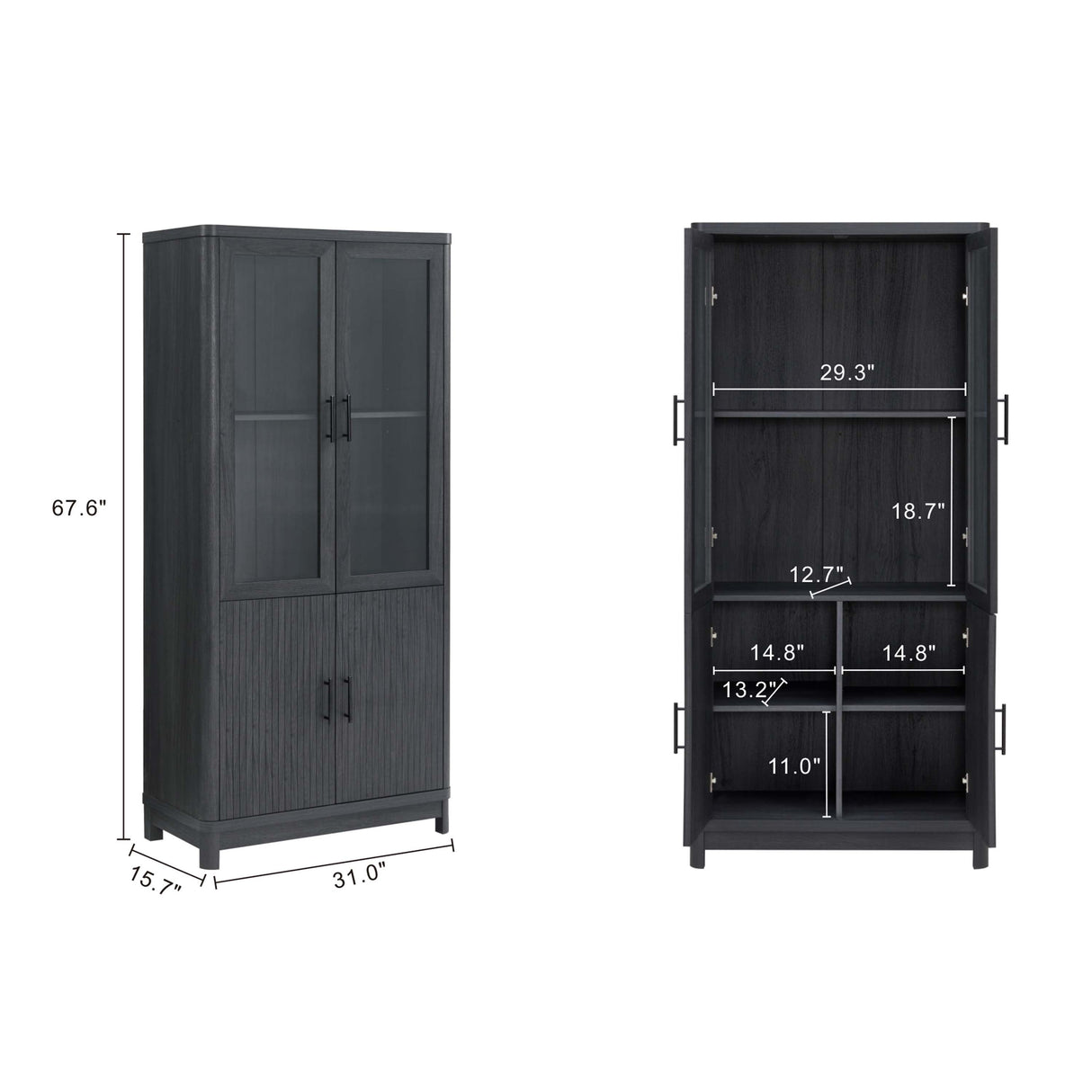 Jodie Bookcase in Charcoal Grey by Manhattan Comfort at Eve Furniture