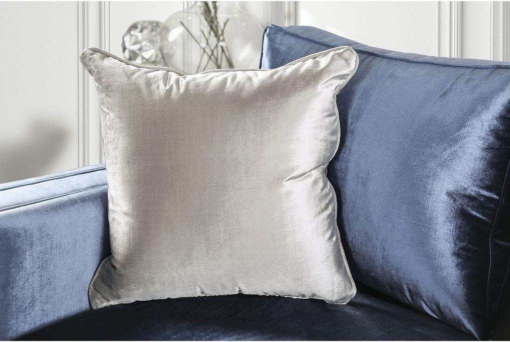 Jodie Satin Blue & Silver Stationary Sofa & Loveseat by Furniture of America at Eve Furniture
