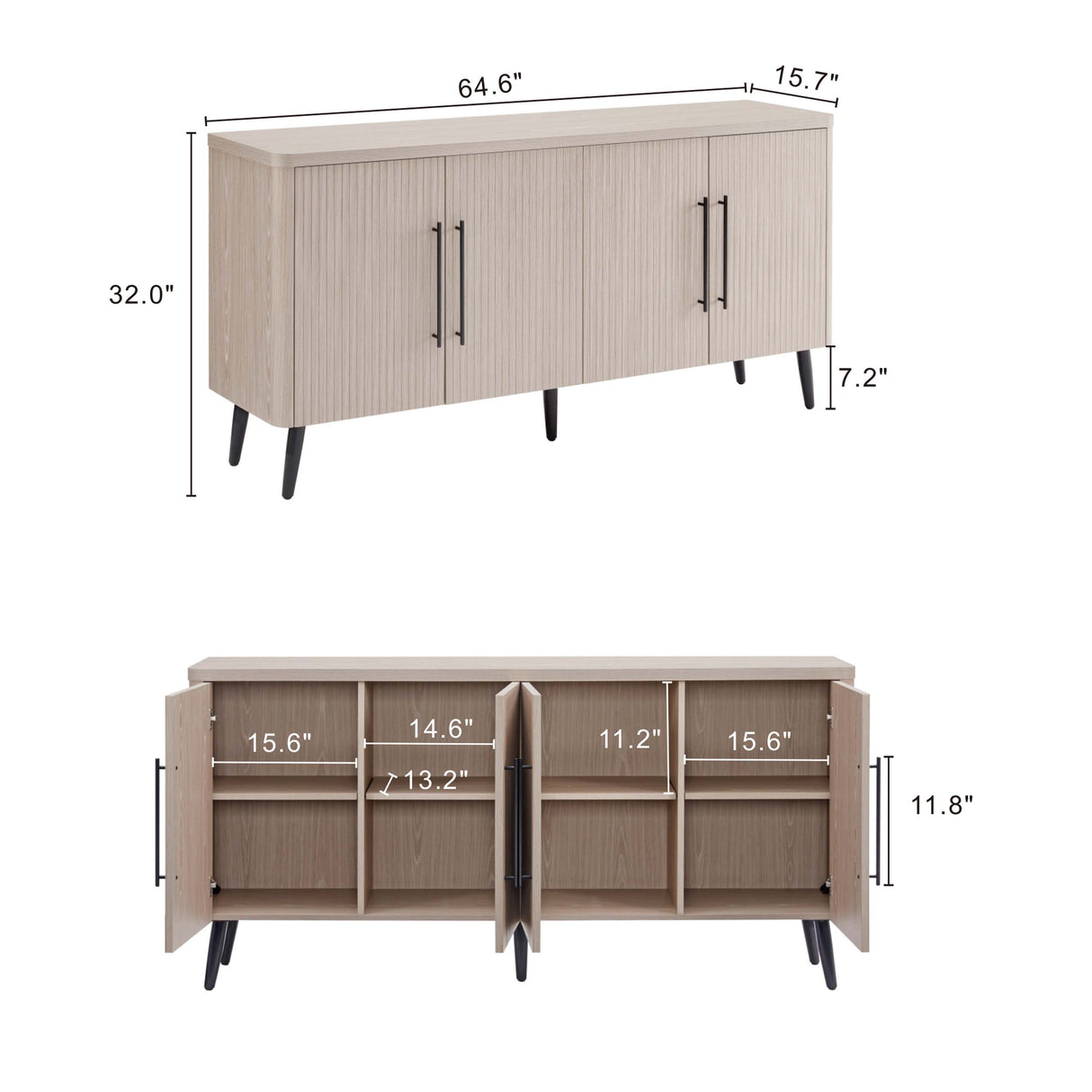 Jodie Sideboard in Whitewashed Oak by Manhattan Comfort at Eve Furniture