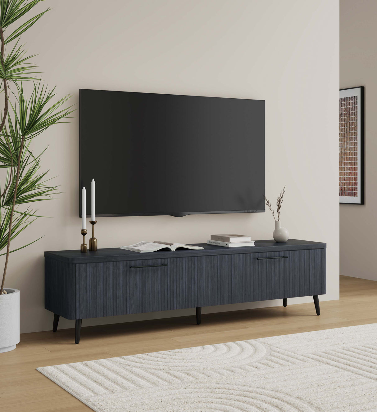Jodie TV Stand in Charcoal Grey by Manhattan Comfort at Eve Furniture