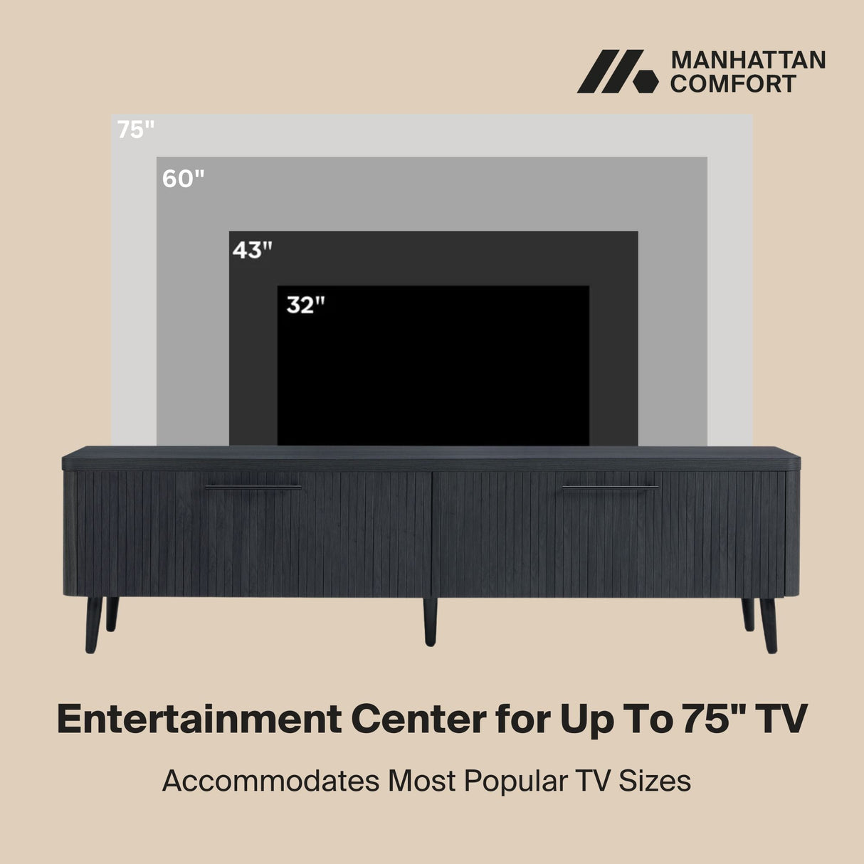 Jodie TV Stand in Charcoal Grey by Manhattan Comfort at Eve Furniture