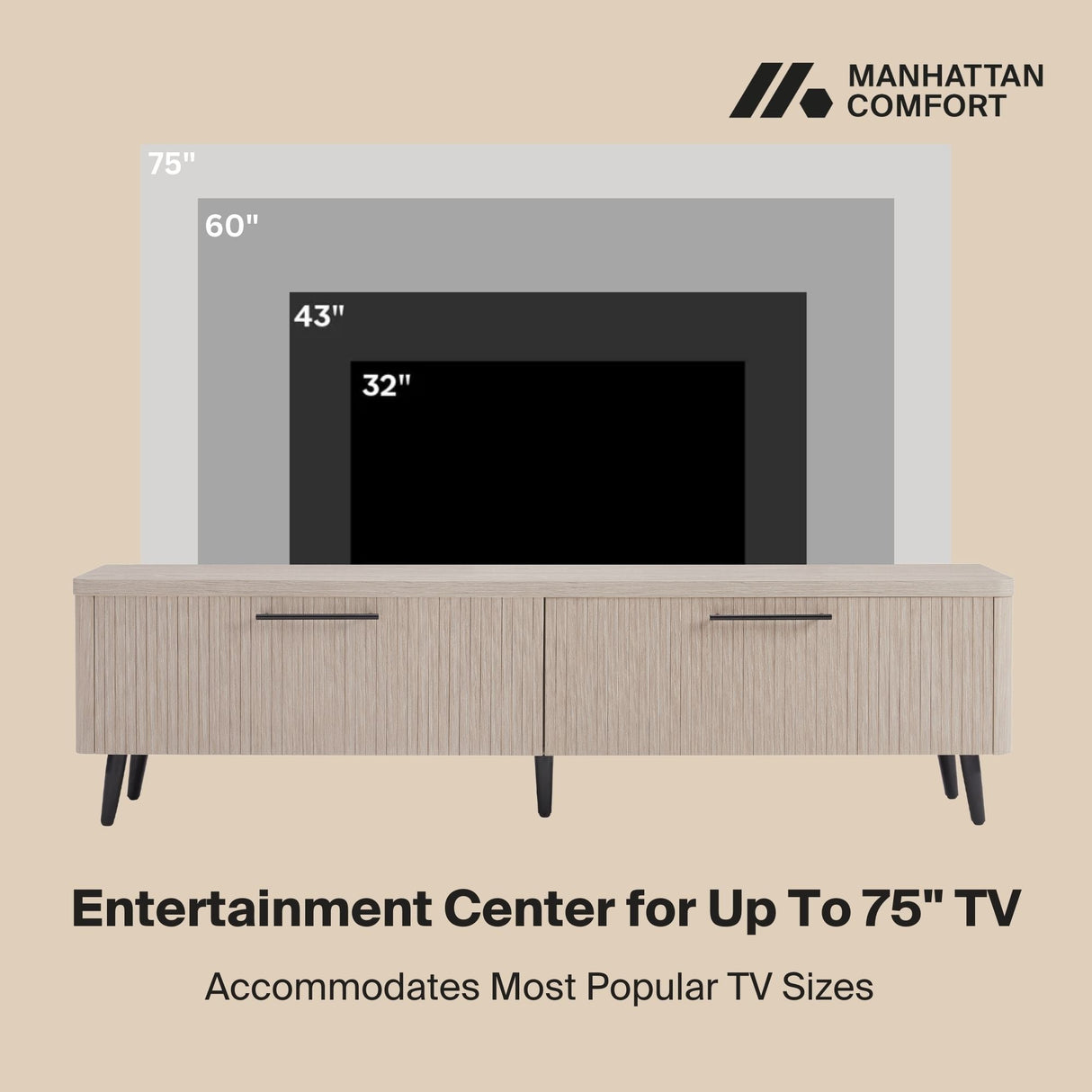 Jodie TV Stand in Whitewashed Oak by Manhattan Comfort at Eve Furniture