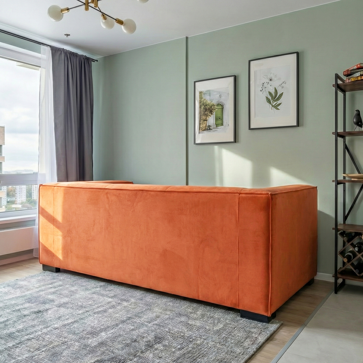 Johnston Burnt Orange Velvet Sofa by Ashcroft Furniture at Eve Furniture