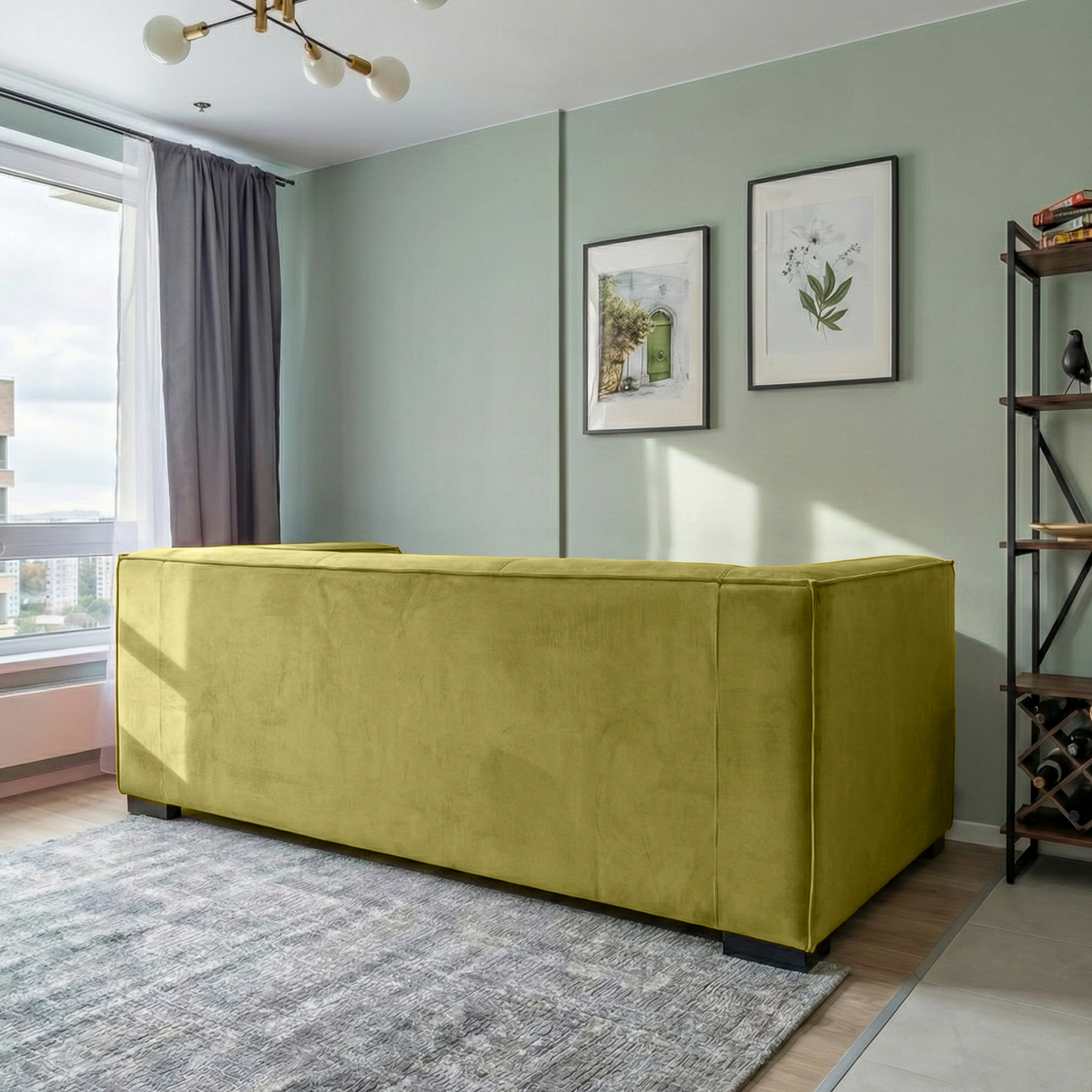 Johnston Olive Green Velvet Sofa by Ashcroft Furniture at Eve Furniture