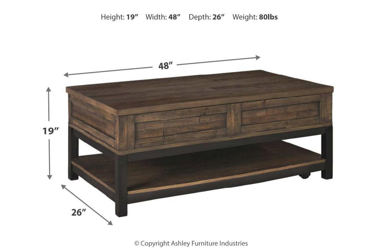 Johurst Grayish Brown Coffee Table with Lift Top by Ashley at Eve Furniture