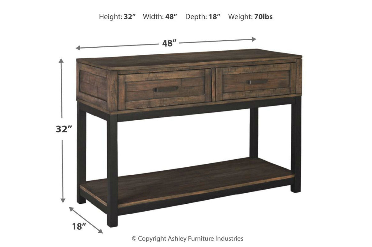 Johurst Grayish Brown Sofa/Console Table by Ashley at Eve Furniture