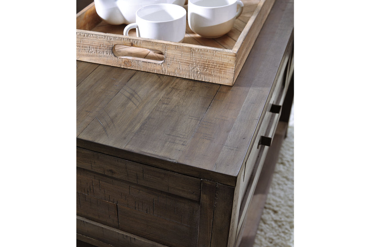 Johurst Grayish Brown Sofa/Console Table by Ashley at Eve Furniture