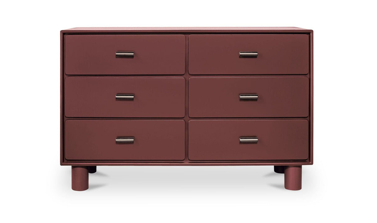 Jolene 6 Drawer Dresser Deep Red by Moe's Home at Eve Furniture