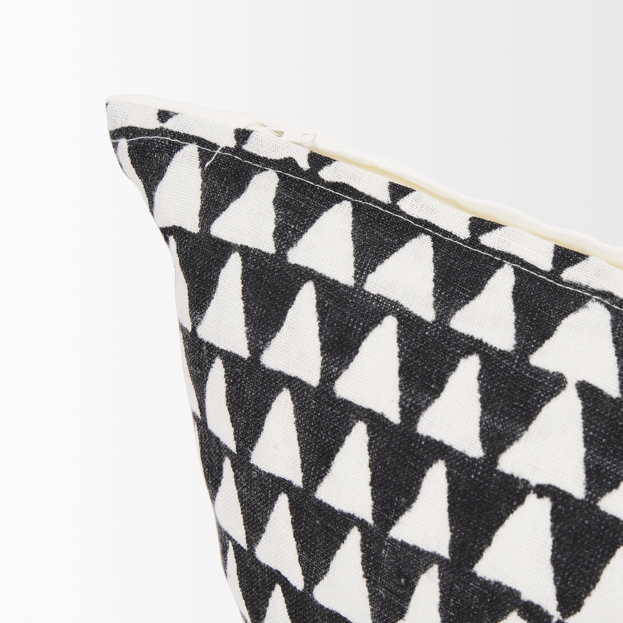 Jolie Cream w/ Black Print Linen Lumbar Decorative Pillow Cover by Mercana at Eve Furniture