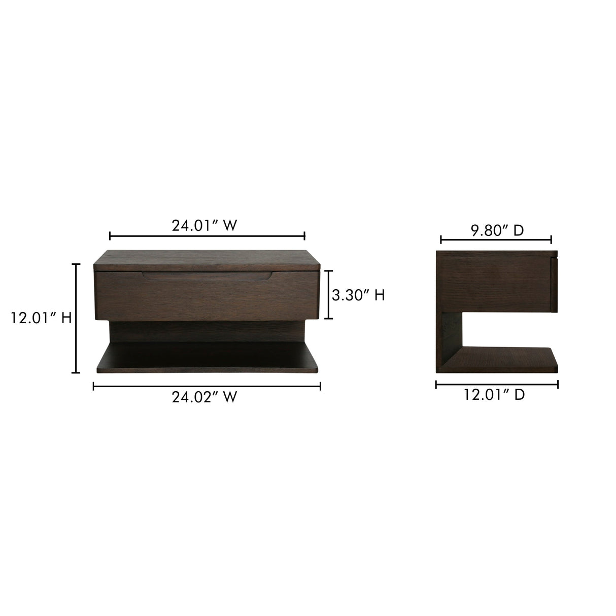 Jonah Dark Brown Floating Nightstand by MOES at Eve Furniture