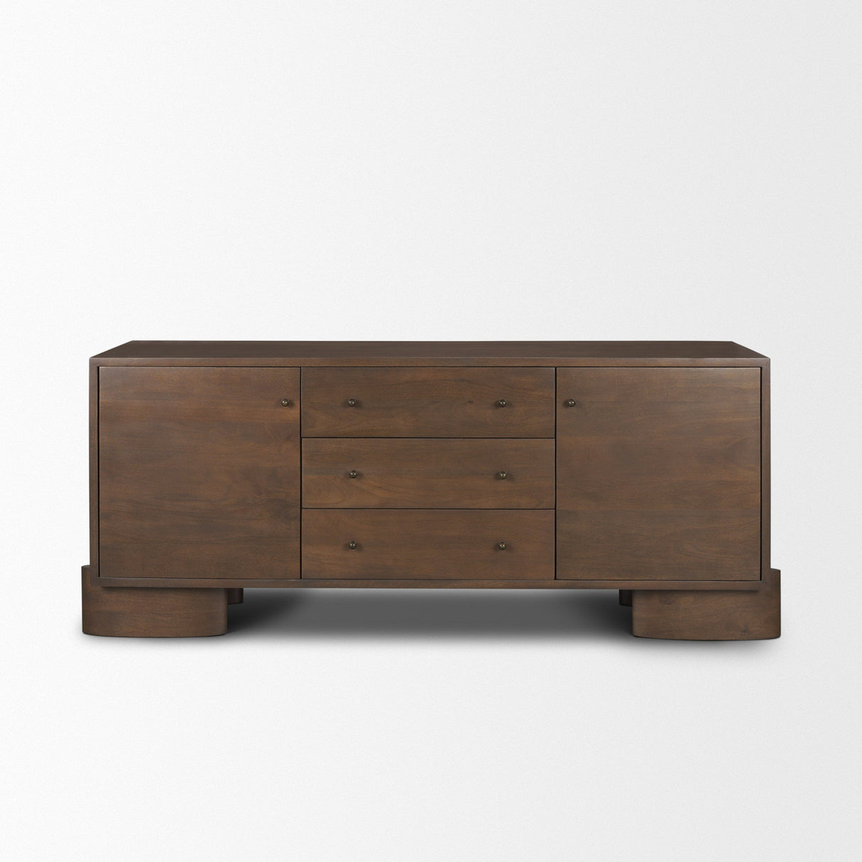 Jonan Dark Brown Wood w/ Dark Aged Brass 2 Door 3 Drawer Sideboard by Mercana at Eve Furniture