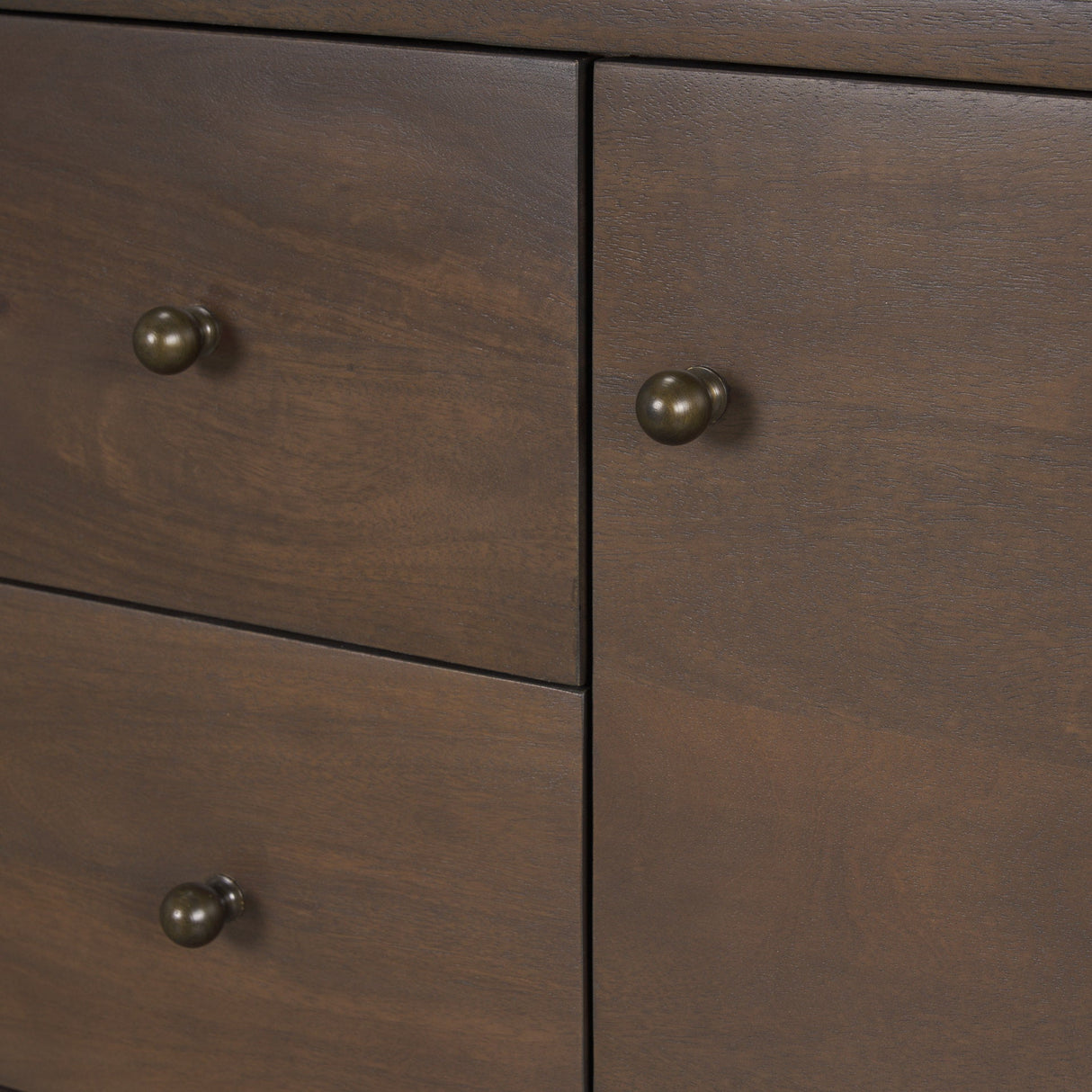 Jonan Dark Brown Wood w/ Dark Aged Brass 2 Door 3 Drawer Sideboard by Mercana at Eve Furniture