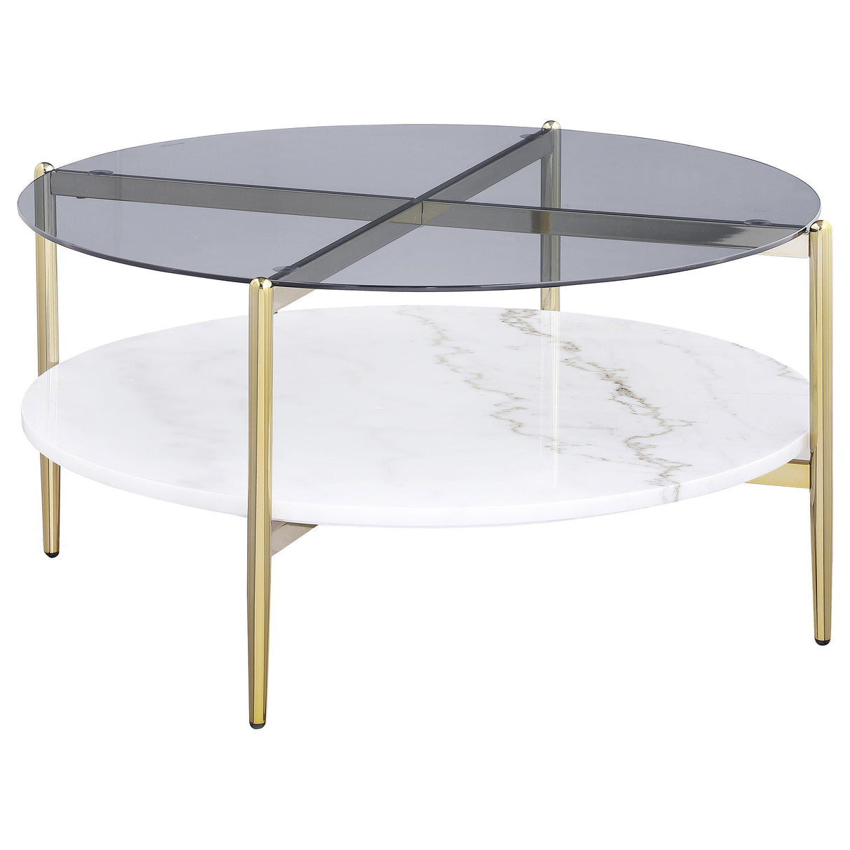 Jonelle Gold 3-Piece Round Coffee and End Table Set by Coaster at Eve Furniture