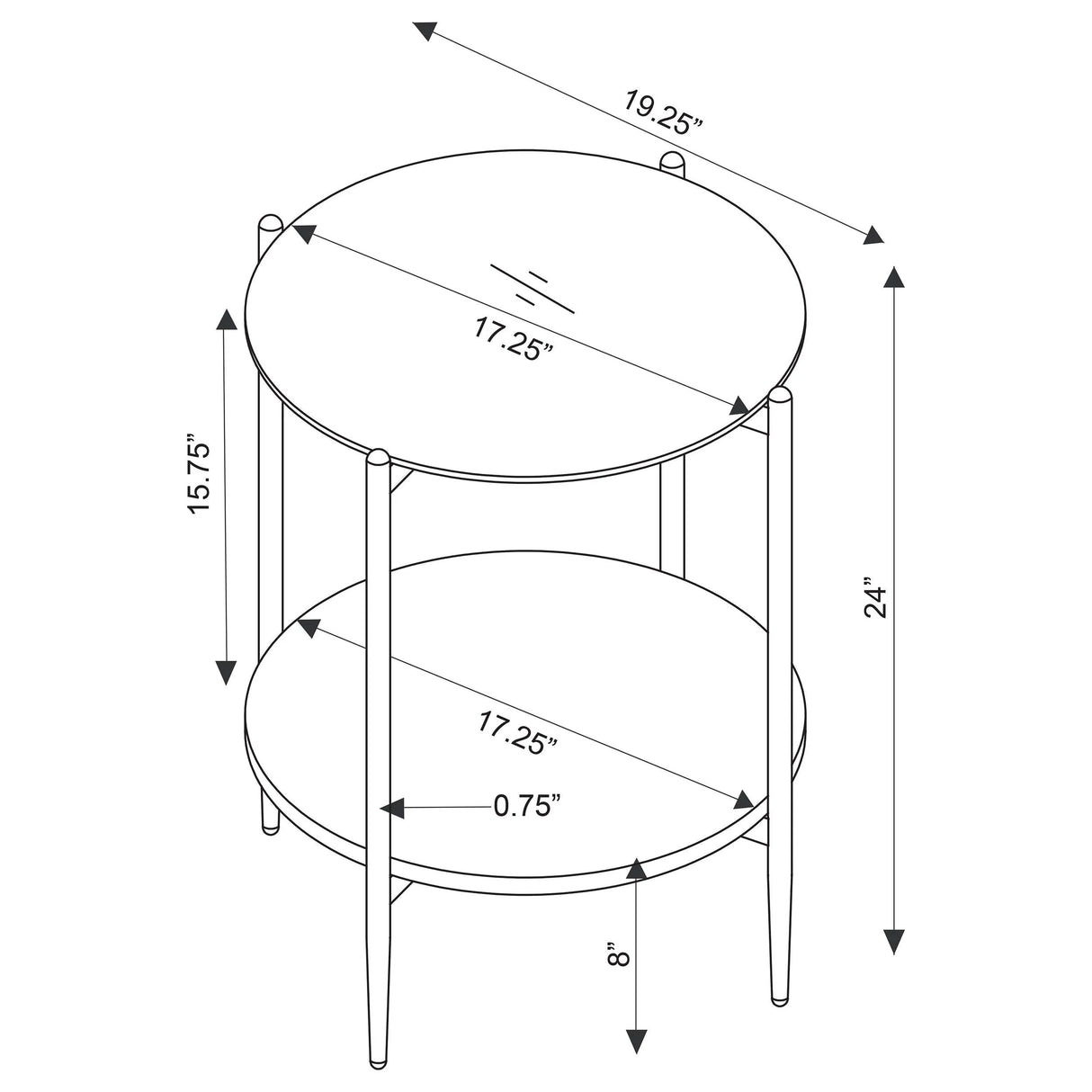 Jonelle Gold 3-Piece Round Coffee and End Table Set by Coaster at Eve Furniture