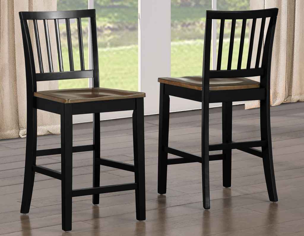 Joplin Walnut and Ebony Finish Solid Wood 24″ Farmhouse Counter Stool by Steve Silver at Eve Furniture