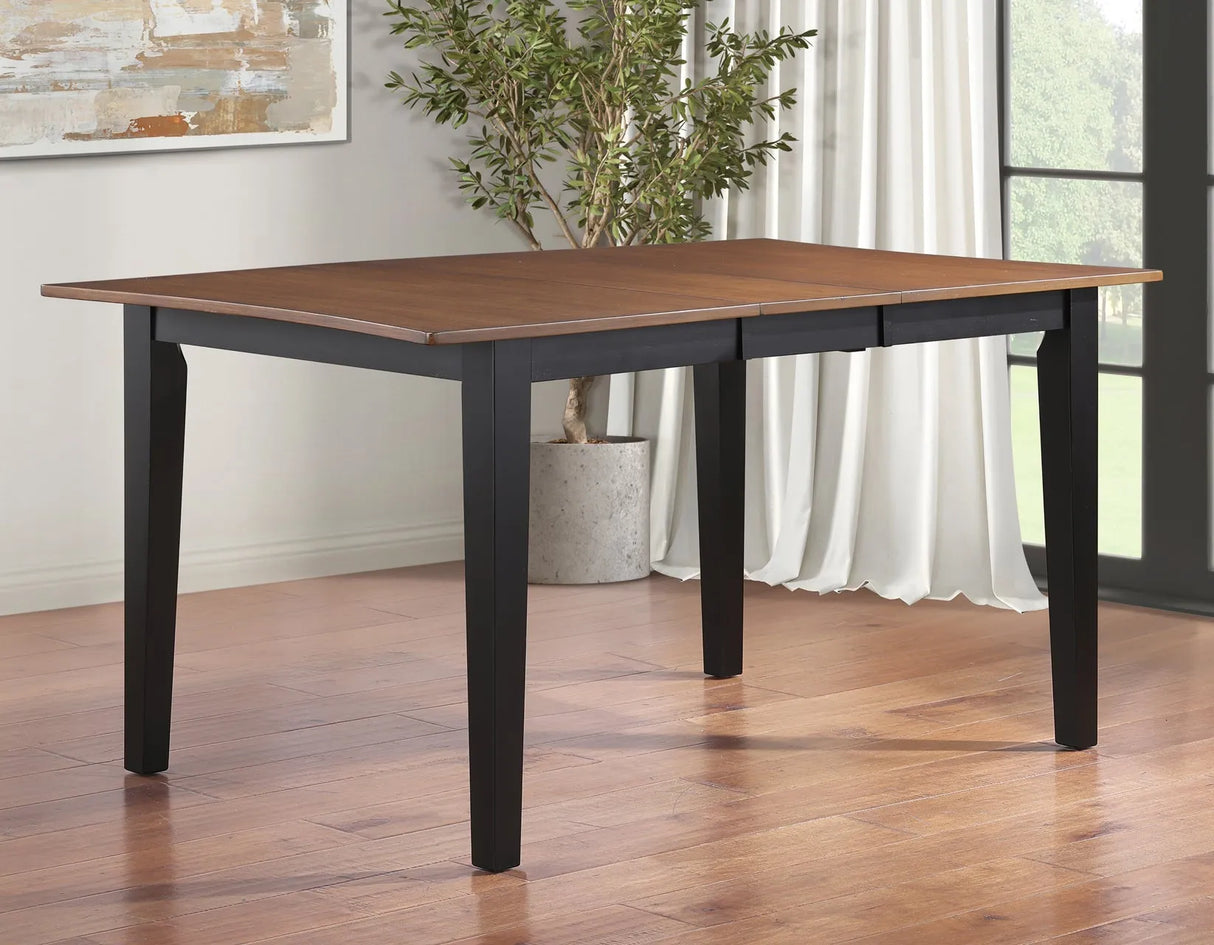 Joplin Walnut/Ebony Dining Table with 12″ Leaf by Steve Silver at Eve Furniture