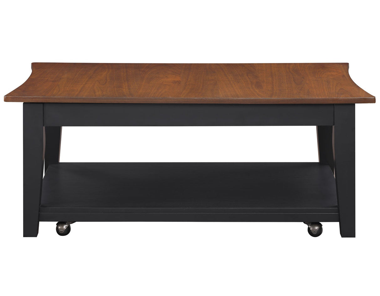 Joplin Walnut/Ebony Lift-Top Cocktail Table with Casters by Steve Silver at Eve Furniture