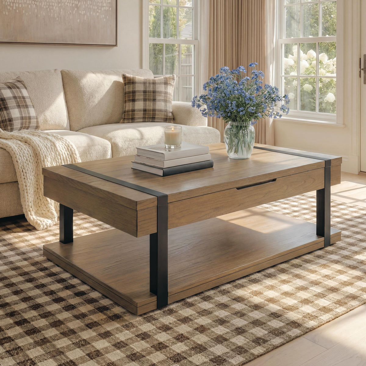 Jorannti Medium Brown Lift-Top Coffee Table by Ashley at Eve Furniture