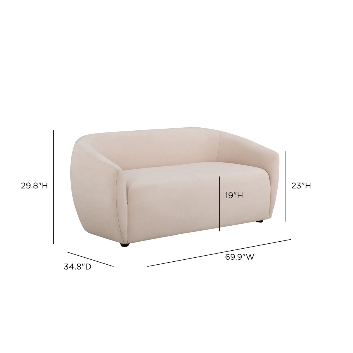 Jordan 70" Textured Performance Velvet Loveseat by TOV Furniture at Eve Furniture
