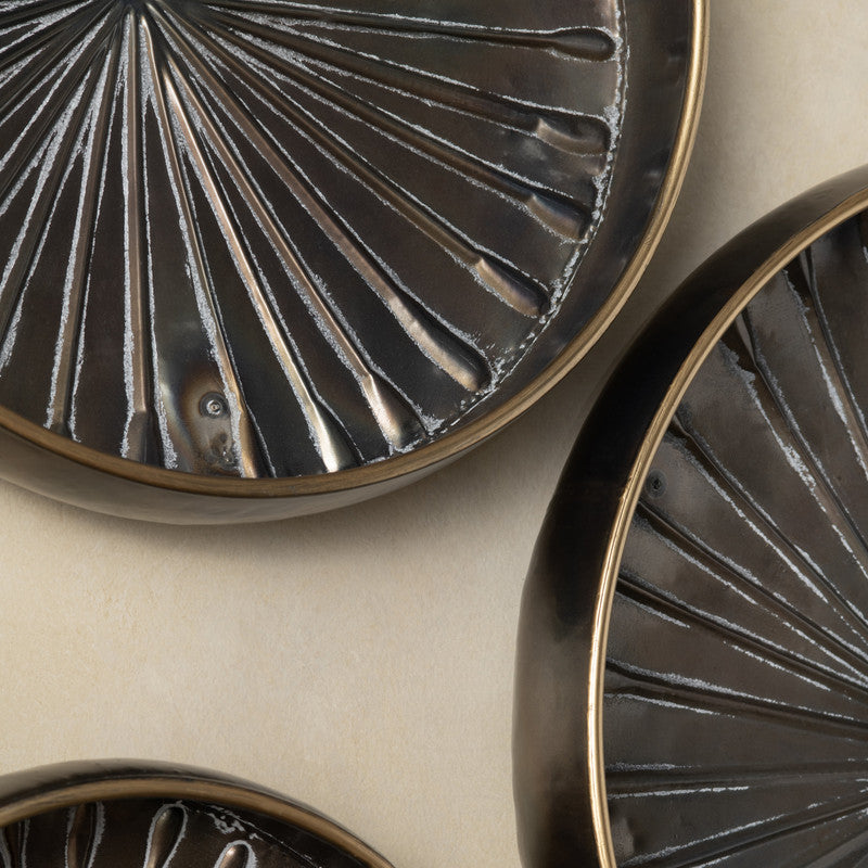 Jordan Bronze 3 Piece Round Metal Trays by Crestview at Eve Furniture