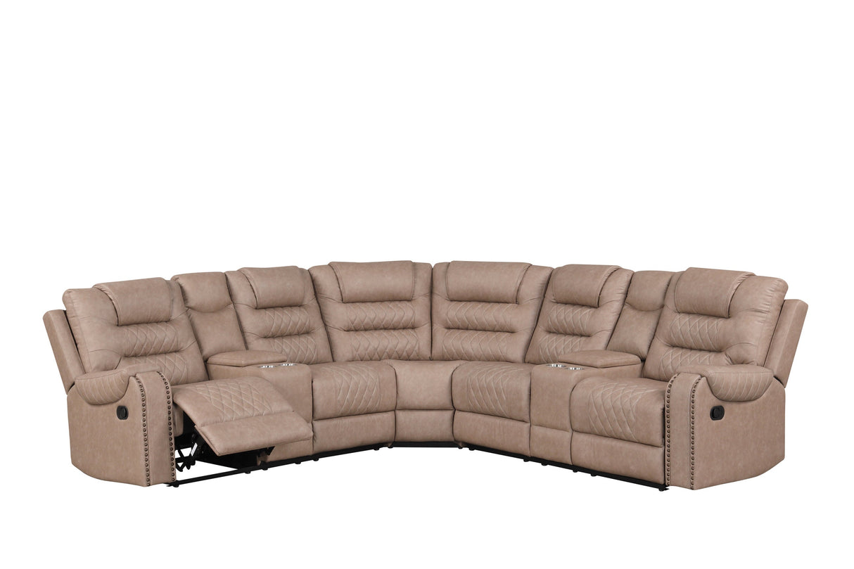 Jordon Brown Reclining Sectional by Happy Homes at Eve Furniture