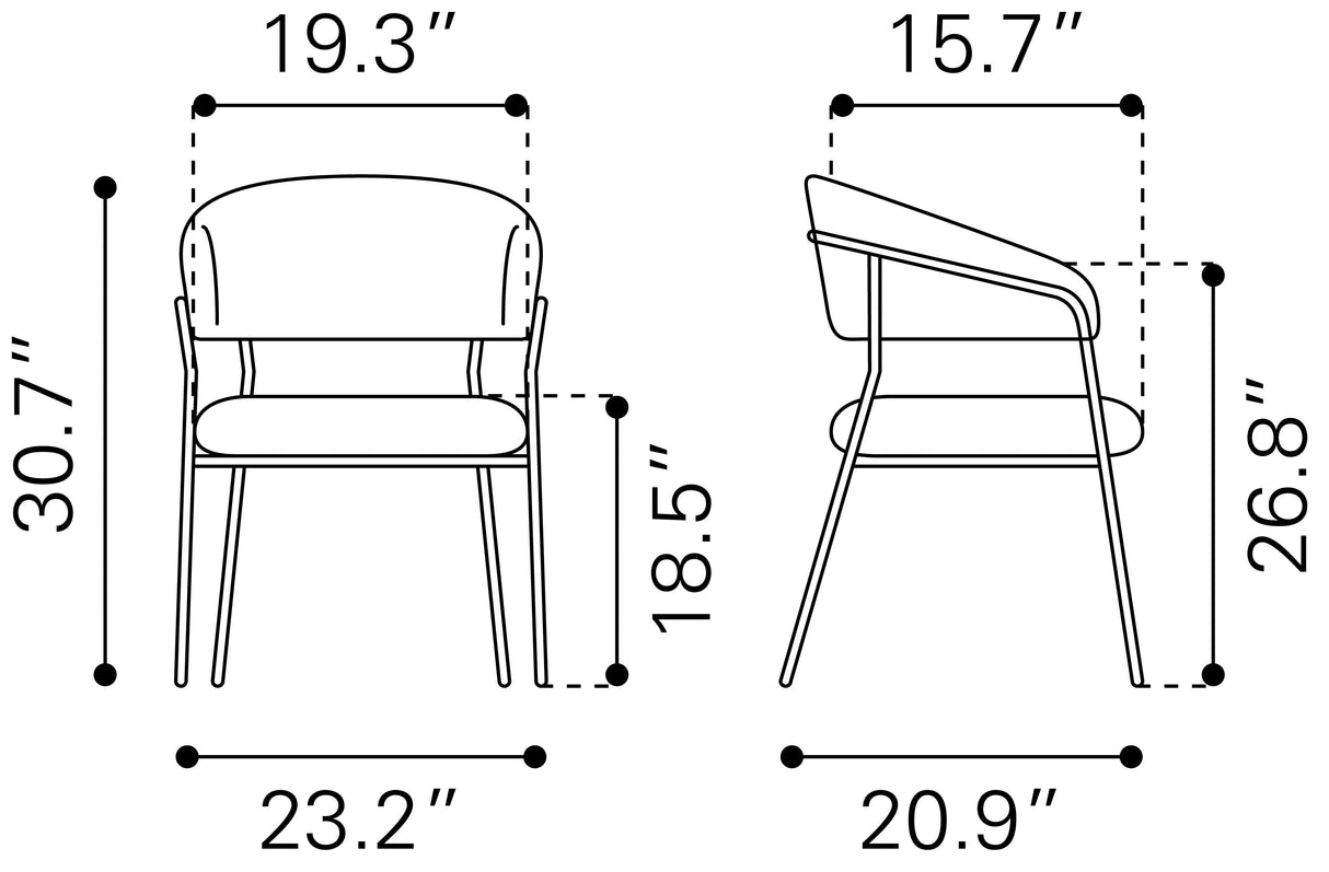 Josephine Cream Dining Chair (Set of 2) by Zuomod at Eve Furniture