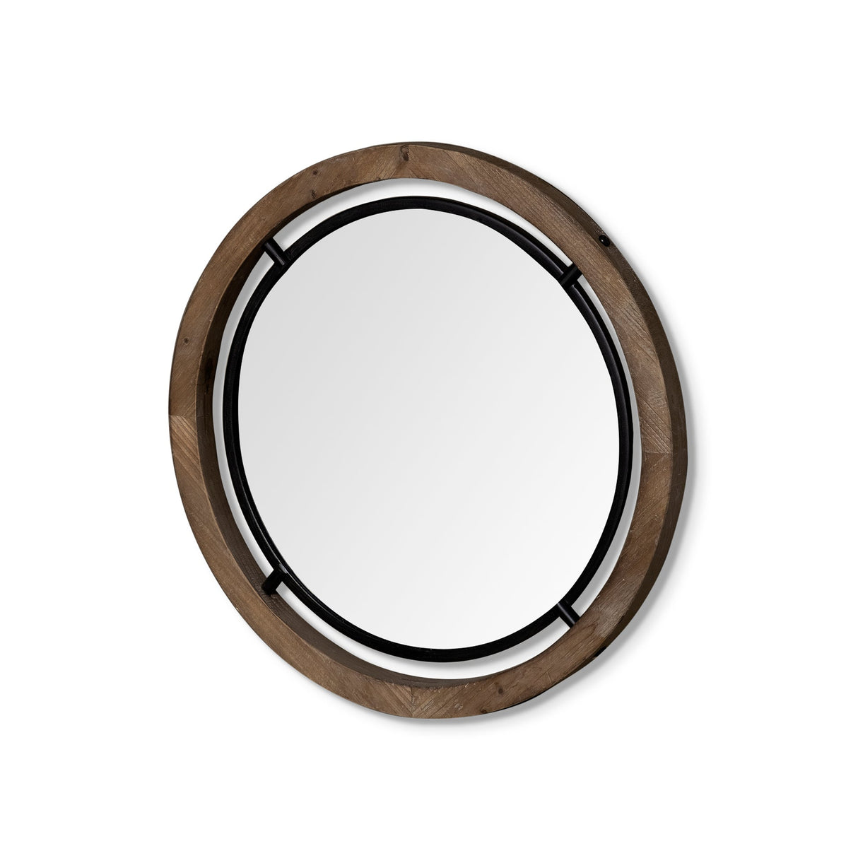 Josi Brown Wood and Black Metal Frame Mirror by Mercana at Eve Furniture