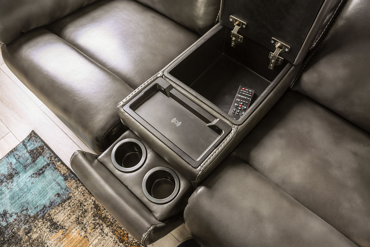 Josias Dark Gray Leatherette Sofa & Loveseat by Furniture of America at Eve Furniture