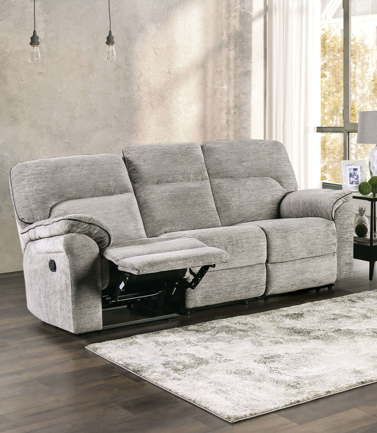Josias Light Gray Fabric Sofa & Loveseat by Furniture of America at Eve Furniture