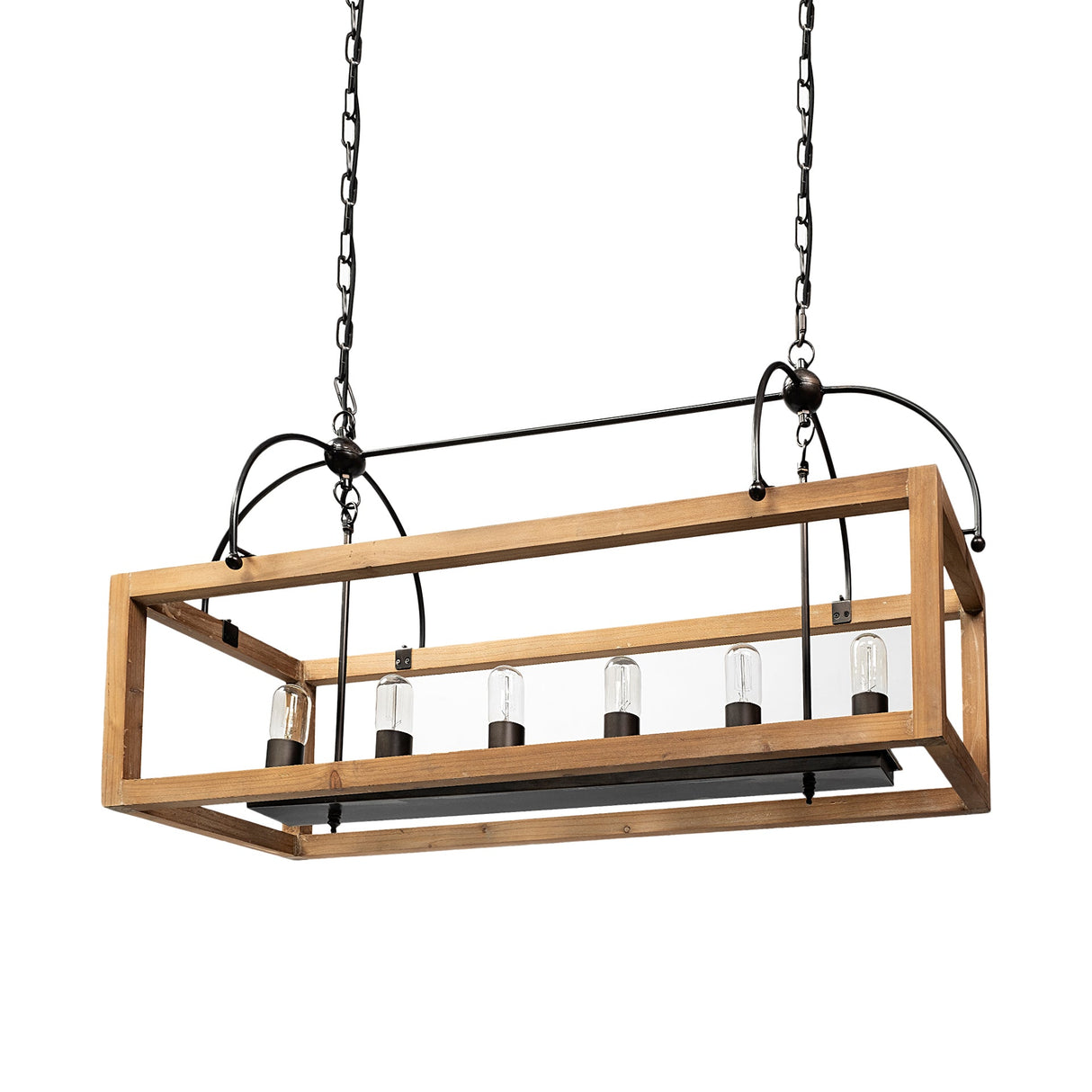 Josie (42"x14.5"x20") Natural Wood Chassis Six Light Chandelier by Mercana at Eve Furniture