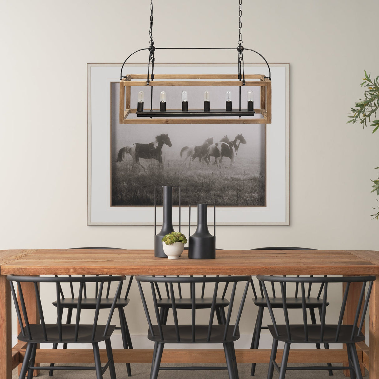 Josie Natural Wood Chassis Six Light Chandelier by Mercana at Eve Furniture