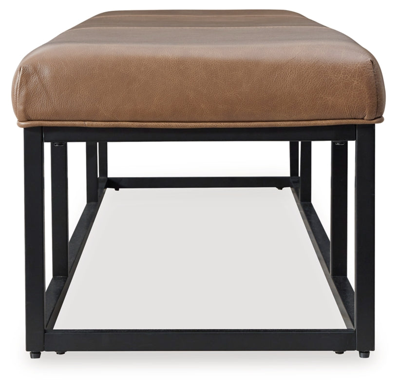 Joston Caramel Accent Bench by Ashley at Eve Furniture