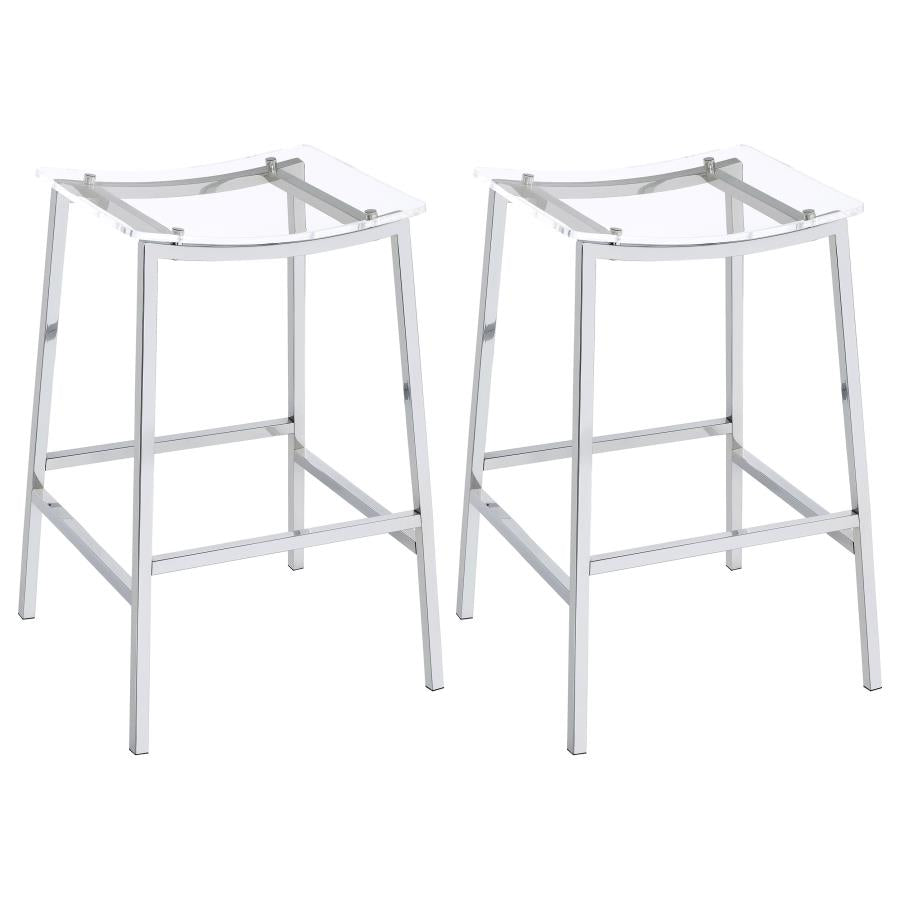 Jovani Acrylic Backless Bar Stools Clear and Chrome (Set of 2) by Coaster at Eve Furniture