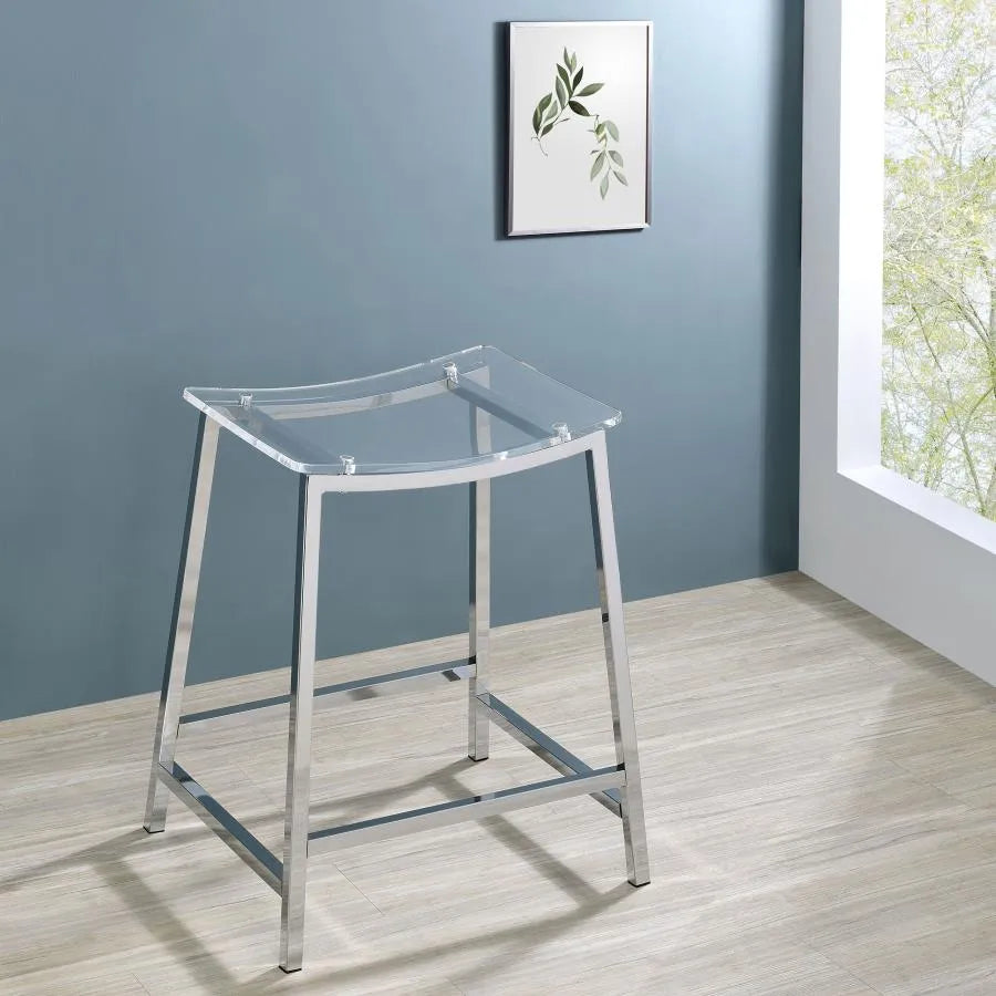 Jovani Acrylic Backless Counter Height Bar Stools Clear and Chrome (Set of 2) by Coaster at Eve Furniture