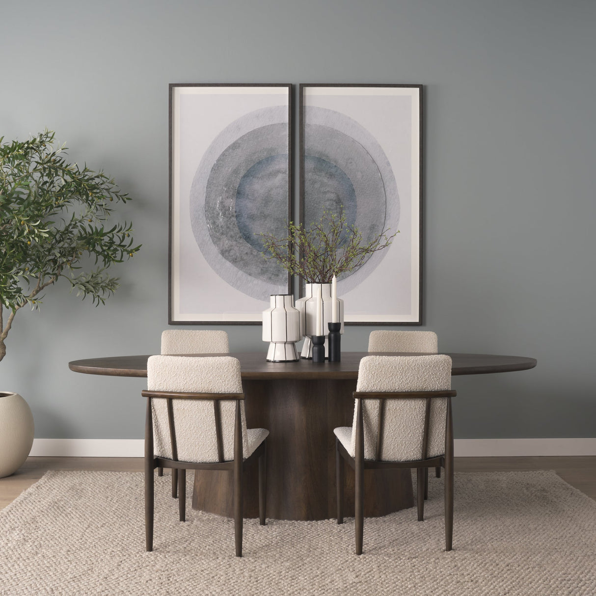Jovani Solid Dark Brown Mango Wood Oval Dining Table by Mercana at Eve Furniture