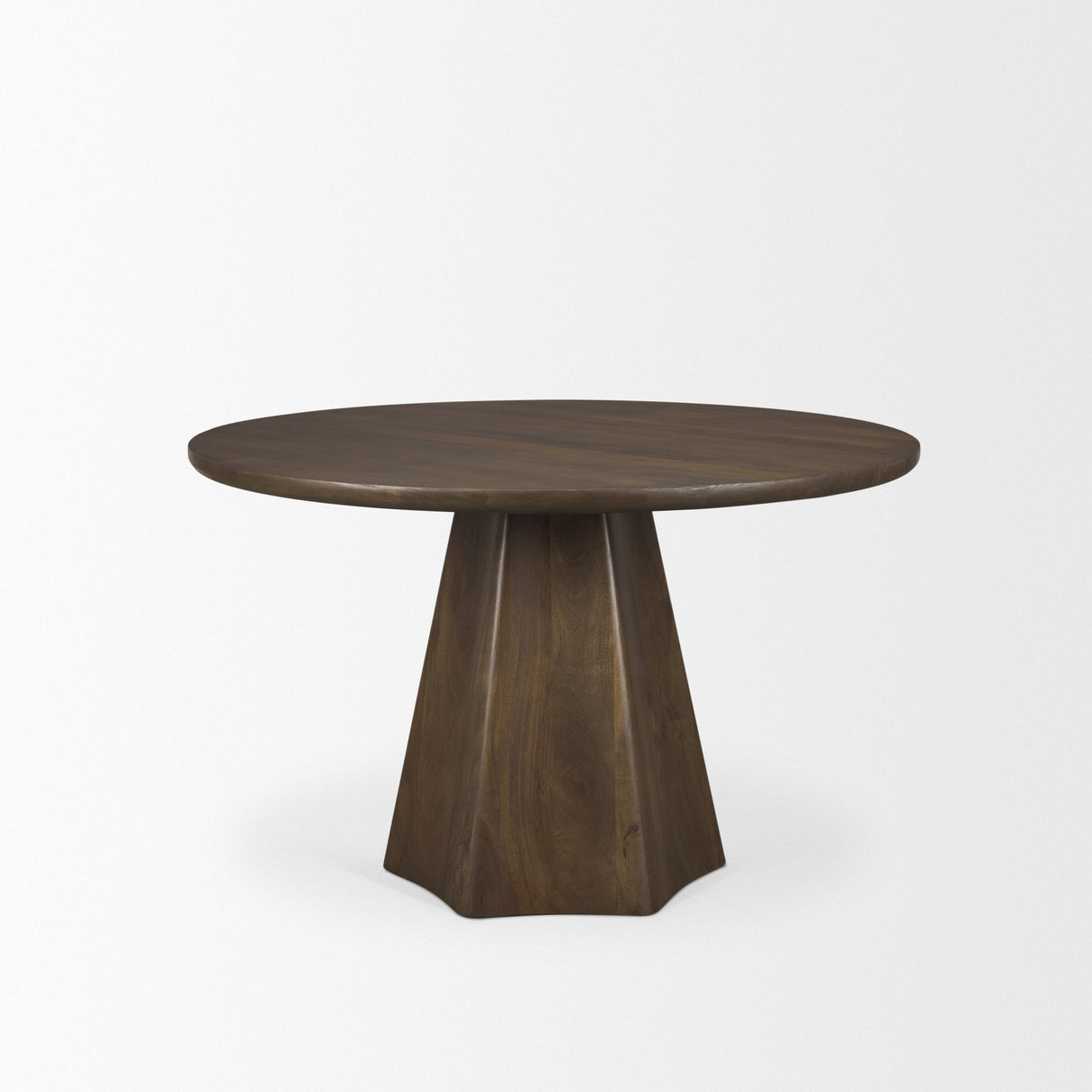 Jovani Solid Dark Brown Mango Wood Round Dining Table by Mercana at Eve Furniture