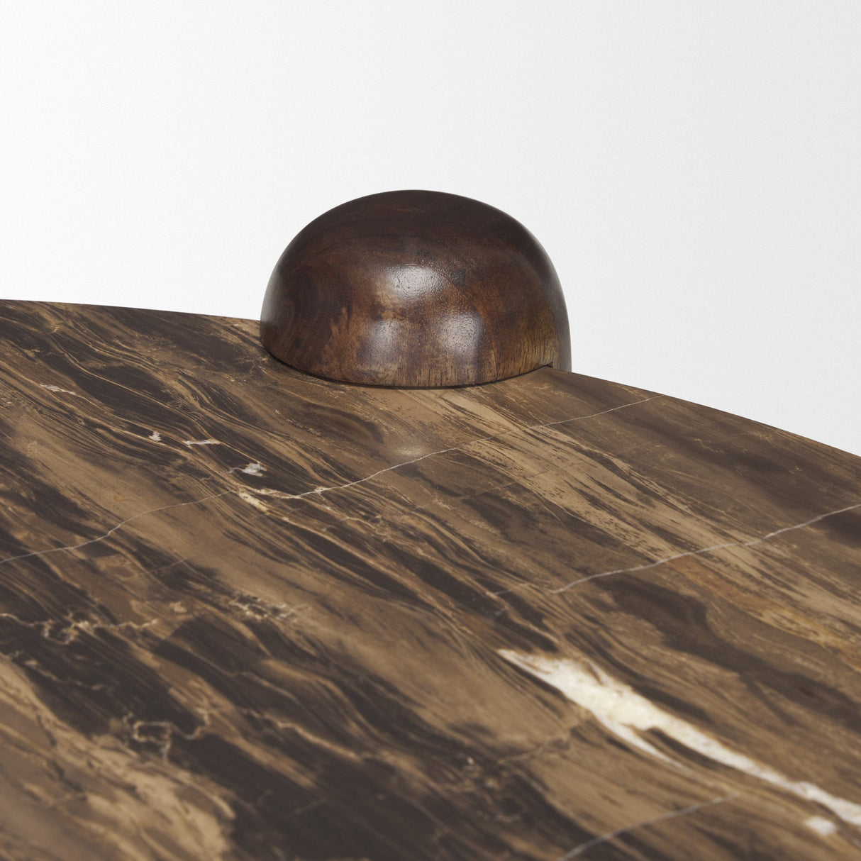 Jovia Brown Mango Wood W/ Cappuccino Marble Round Coffee Table by Mercana at Eve Furniture