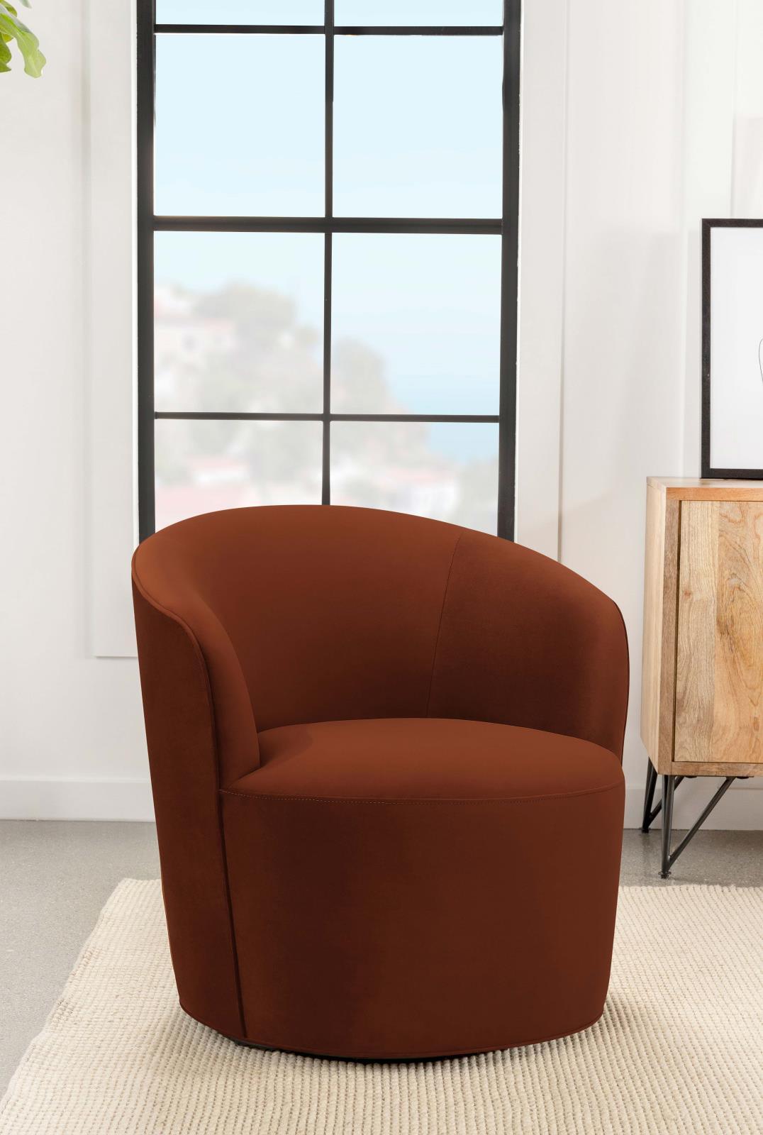 Joyce Burnt Orange Sloped Arms Swivel Chair by Coaster at Eve Furniture