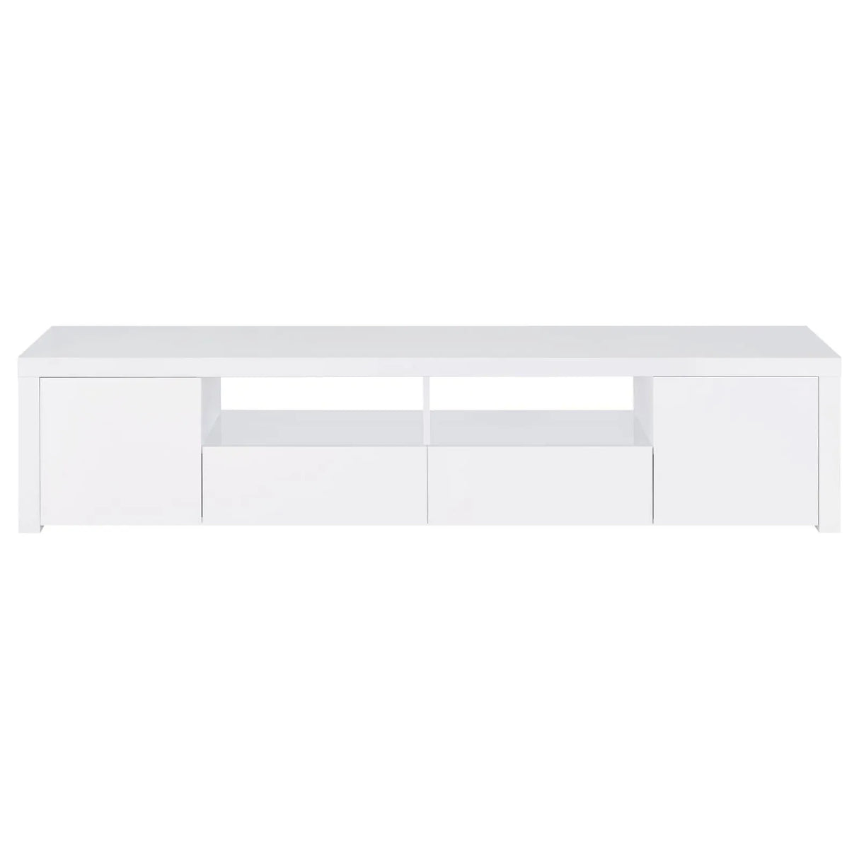 Jude White High Gloss 2-door 79" TV Stand With Drawers by Coaster at Eve Furniture