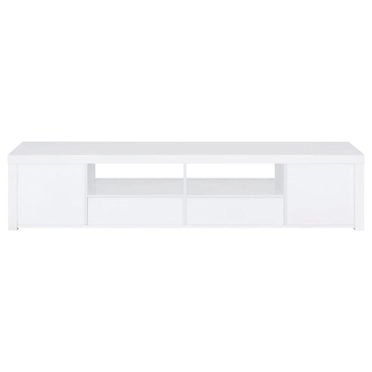 Jude White High Gloss 2-door 79" TV Stand With Drawers by Coaster at Eve Furniture