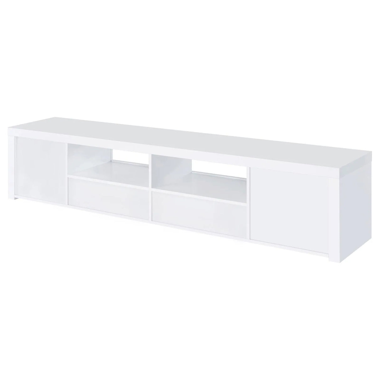 Jude White High Gloss 2-door 79" TV Stand With Drawers by Coaster at Eve Furniture