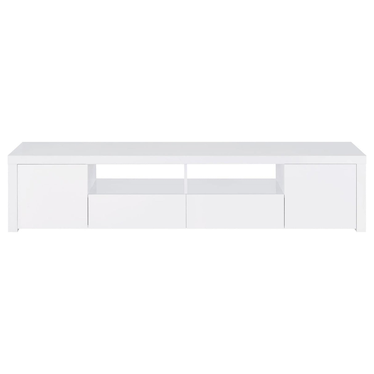 Jude White High Gloss 2-door 79" TV Stand With Drawers by Coaster at Eve Furniture