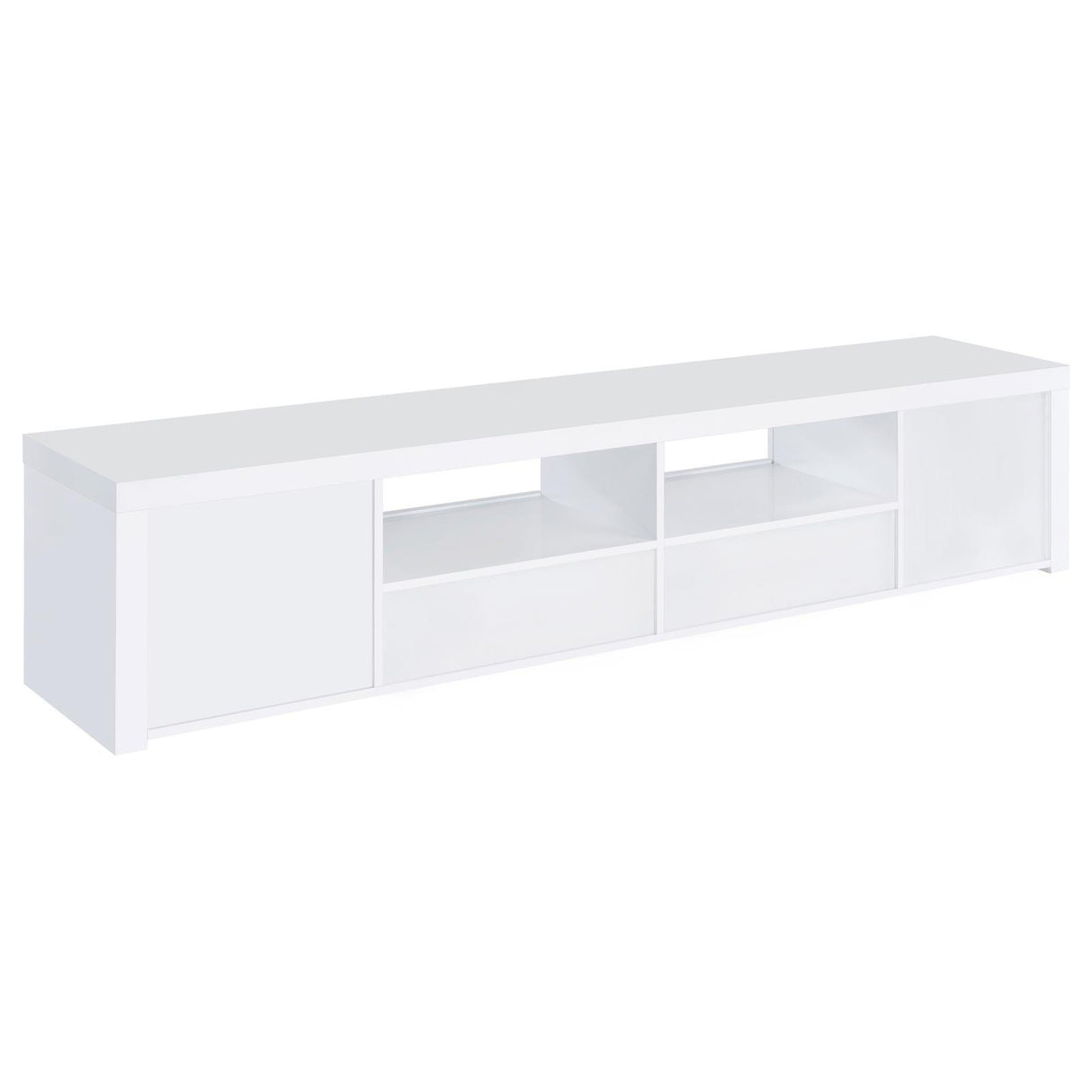 Jude White High Gloss 2-door 79" TV Stand With Drawers by Coaster at Eve Furniture