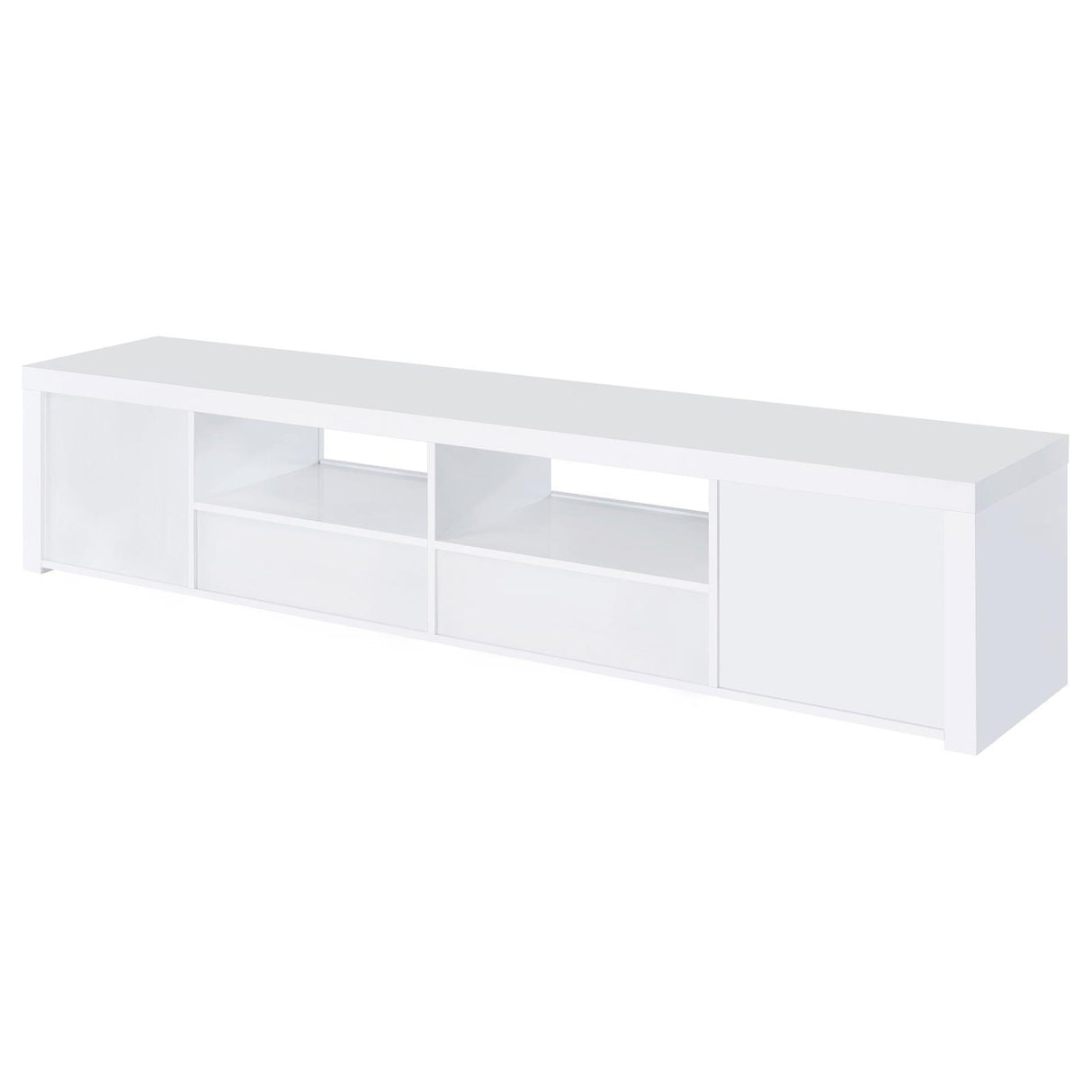 Jude White High Gloss 2-door 79" TV Stand With Drawers by Coaster at Eve Furniture